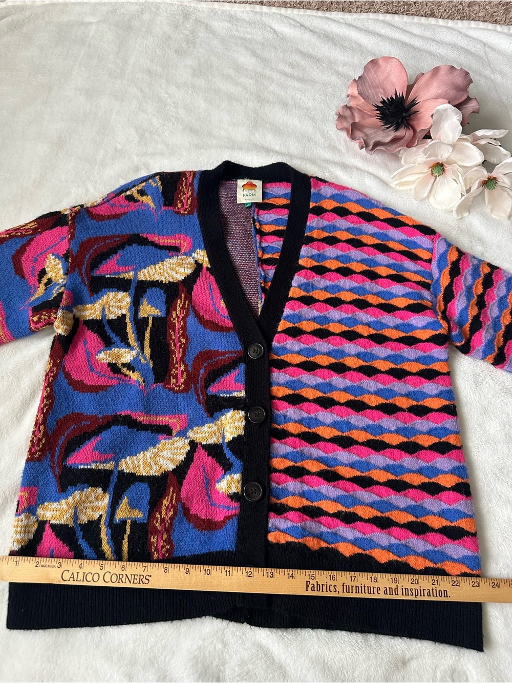 Farm Rio Mixed Mushrooms Knit Cardigan Medium - Picture 8 of 15